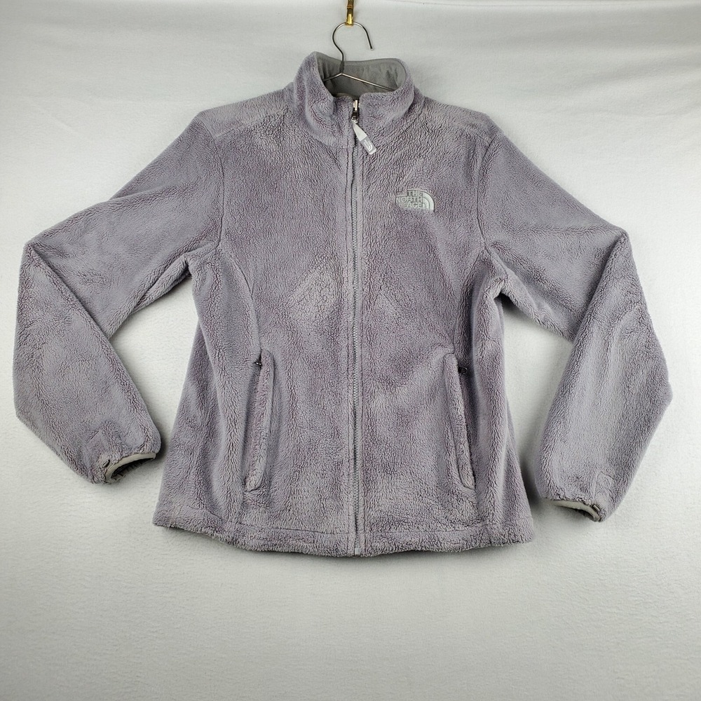 North Face Teddy Jacket Women Medium Gray Outdoor Long Sleeve Full‎ Zip Gorpcore